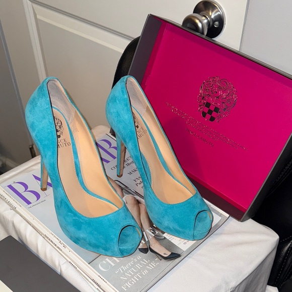 Vince Camuto Shoes - Vince Camuto Turquoise Peep-Toe Heels